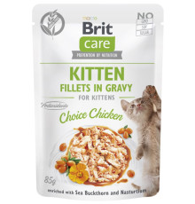 Корм вологий для кошенят Brit Care Cat Fillets in Gravy Choice Chicken філе в соусі з куркою, пауч, 85 г 