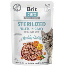 Корм вологий для стерилізованих котів Brit Care Cat Sterilized філе в соусі з кроликом, пауч, 85 г