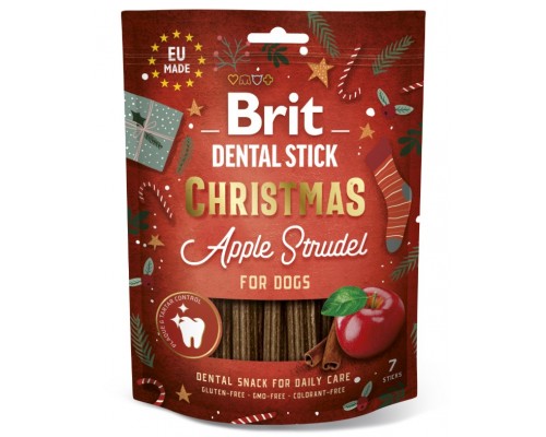 Ласощі Brit Dental Stick Christmas Apple Strudel для собак різдвяний яблучний штрудель 7 шт 251 г
