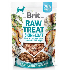 Ласощі для собак Brit Raw Treat freeze-dried Skin and Coat для шкіри та шерсті, риба і курка, 40 г
