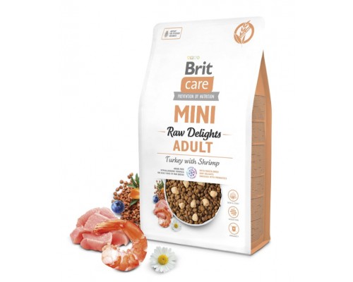 Корм сухий для собак малих порід  Brit Care Mini Raw Delights Turkey with Shrimp індичка з креветкою 2 кг