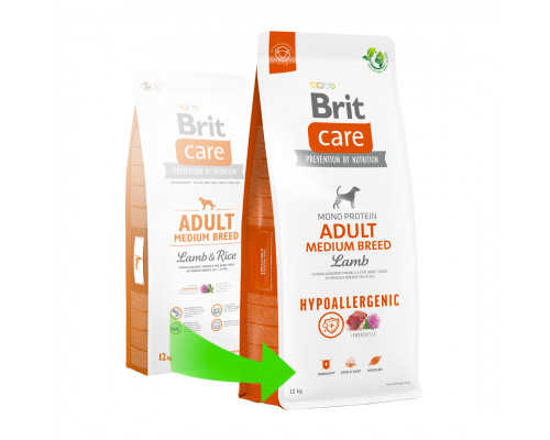 Сухий корм для собак середніх порід Brit Care Dog Hypoallergenic Adult Medium Breed (ягня) 12 кг Сухий корм для собак середніх порід Brit Care Dog Hypoallergenic Adult Medium Breed (ягня) 12 кг