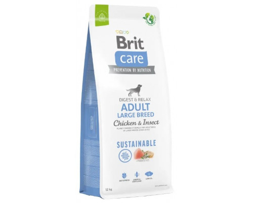 Сухий корм для собак великих порід Brit Care Dog Sustainable Adult Large Breed 12 кг (курка та комахи)
