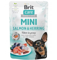 Вологий корм для собак Brit Care Mini pouch 85 g філе в соусі (лосось та оселедець)