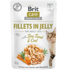 Вологий корм для котів Brit Care Cat pouch 85 г (тріска та форель у желе)