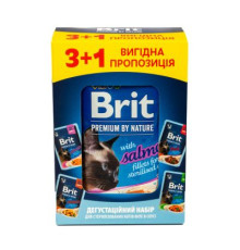 НАБІР Корм вологий Brit Premium Delicate Fillets in Gravy для котів 3+1