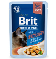 Корм вологий Brit Premium Delicate Fillets in Gravy Chicken for Sterilised для стерилізованих котів філе в соусі курка 85 г