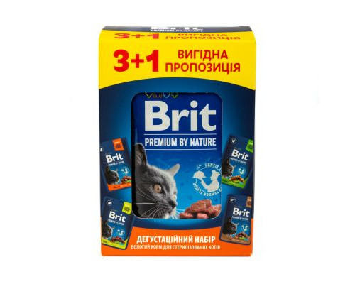 НАБІР Корм вологий Brit Premium для стерилізованих котів 3+1