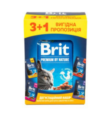 НАБІР Корм вологий Brit Premium для дорослих котів мікс 3+1