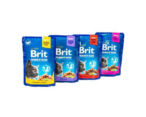 НАБІР Корм вологий Brit Premium для дорослих котів мікс 3+1