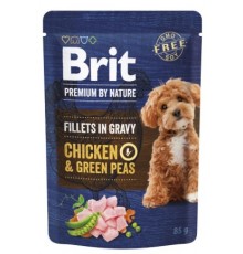 Корм вологий Brit Premium Fillets in Gravy Chicken & Green Peas д/собак малих порід філе в соусі курка і зелений горошок 85 г