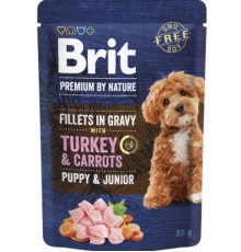 Корм вологий Brit Premium Fillets in Gravy Turkey and Carrots Puppy д/цуценят малих порід філе в соусі індичка і морква 85 г