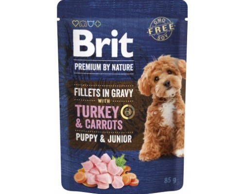 Корм вологий Brit Premium Fillets in Gravy Turkey and Carrots Puppy д/цуценят малих порід філе в соусі індичка і морква 85 г