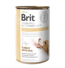 Вологий корм для собак Brit VetDiets Dog Hepatiс із захворюванням печінки, 400 г (індичка та горошок)