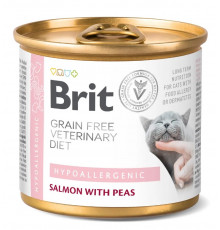 Вологий корм для кішок Brit VetDiets Hypoallergenic з харчовою алергією або непереносимістю, 200 г (лосось та горошок)