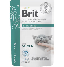 Корм вологий для котів Brit GF VetDiet Care Sterilised з лососем, 85 г