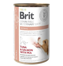 Вологий корм Brit VetDiets Renal для собак з хронічною нирковою недостатністю, 400 г (тунець та лосось)