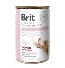 Вологий корм для собак Brit VetDiets Hypoallergenic з харчовою алергією або непереносимістю, 400 г (лосось та горошок)