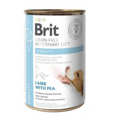 Вологий корм для собак Brit VetDiets Dog Obesity, при ожирінні та надмірній вазі, 400 г (ягня та горошок)