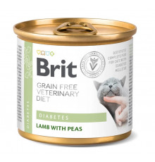 Вологий корм для кішок Brit VetDiets Diabetes із захворюванням на цукровий діабет, 400 г (ягня і горошок)