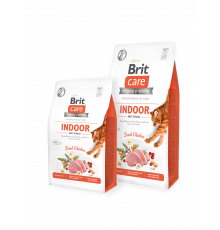 Сухий беззерновий корм для кішок які мешкають у приміщенні Brit Care Cat Grain-Free INDOOR ANTI-STRESS (курка та індичка) 400 г