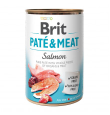 Вологий корм консерва для собак Brit Pate & Meat Salmon 400 г (курка та лосось)