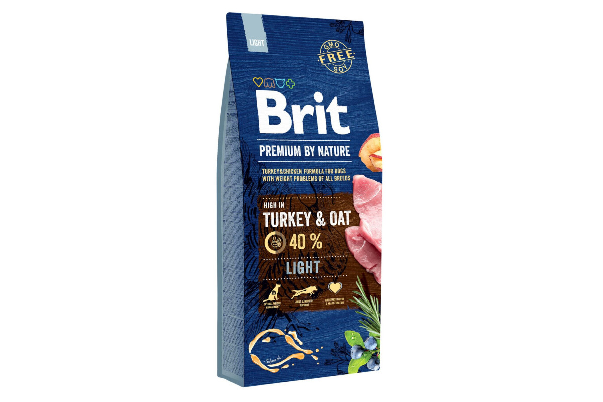 Сухий корм для собак із зайвою вагою Brit Premium Light 15 кг (індичка ...