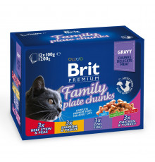Вологий корм пауч для кішок Brit Premium Cat Family Plate pouches 1200 г (асорті із 4 смаків «Сімейна тарілка»)