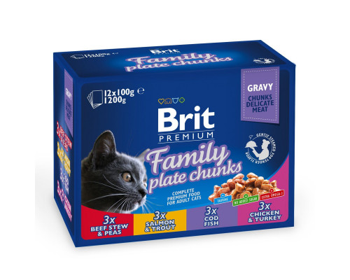 Вологий корм Brit Premium для кішок Сімейна тарілка 1200 г