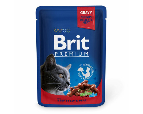 Вологий корм Brit Premium для кішок з тушкованою яловичиноб та горохом 100 г Вологий корм Brit Premium для кішок з тушкованою яловичиноб та горохом 100 г