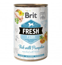 Вологий корм консерви для собак Brit Fresh Fish with Pumpkin 400 г (риба)