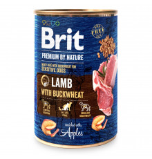 Вологий корм консерви для собак із чутливим травленням Brit Premium By Nature Lamb with Buckwheat 400 г (ягня)