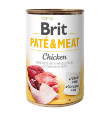 Вологий корм консерва для собак Brit Pate & Meat Chicken 400 г (курка та яловичина)