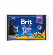 Вологий корм пауч для кішок Brit Premium Cat Fish Plate pouches 400 г (асорті з 2 смаків «Рибна тарілка»)