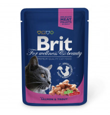 Вологий корм пауч для кішок Brit Premium Salmon & Trout pouch 100 г (лосось та форель)