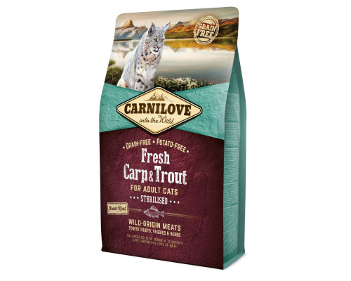 Сухий корм для стерилізованих кішок Carnilove Fresh Carp & Trout 2 кг (риба) Сухий корм для стерилізованих кішок Carnilove Fresh Carp & Trout 2 кг (риба)