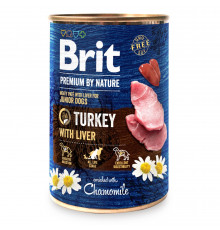 Вологий корм консерви для цуценят та молодих собак Brit Premium By Nature Turkey with Liver 800 г (індичка)
