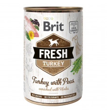 Вологий корм консерви для собак Brit Fresh Turkey with Peas 400 г (індичка)