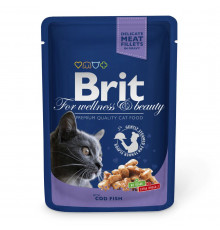 Вологий корм пауч для кішок Brit Premium Cat Cod Fish pouch 100 г (тріска)