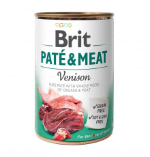 Вологий корм консерва для собак Brit Pate and Meat Venison 400 г (курка та оленина)