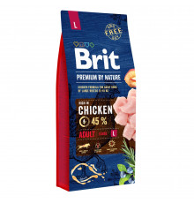 Сухий корм для дорослих собак великих порід (вагою від 25 до 45 кг) Brit Premium Adult L 15 кг (курка)