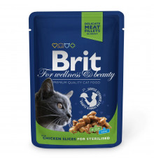Вологий корм пауч для стерилізованих кішок Brit Premium Cat Chicken Slices for Sterilised pouch (шматочки курки) 100 г