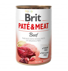 Вологий корм консерва для собак Brit Pate & Meat Beef 400 г (яловичина та індичка)