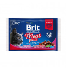 Вологий корм пауч для кішок Brit Premium Cat Meat Plate pouches 400 г (асорти з 2 смаків «М'ясна тарілка»)