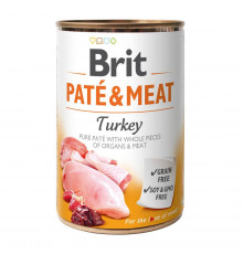 Вологий корм консерва для собак Brit Pate and Meat Turkey 400 г (курка та індичка)